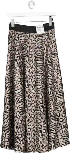 Nevada Love Black Animal Print Sequin Maxi Skirt UK S