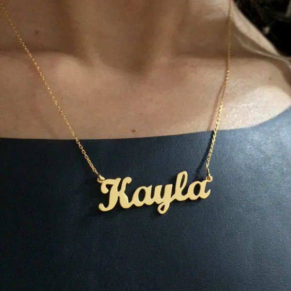 Personalised 24K Gold Plated Sterling Silver Name Necklace-Script 5