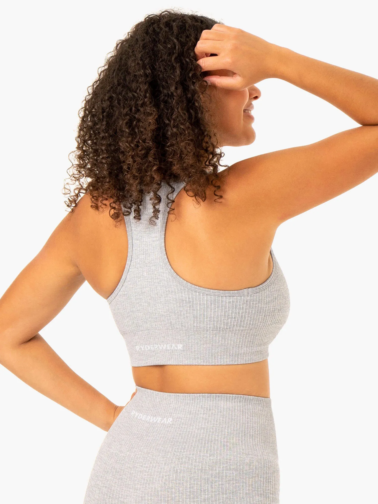 Rib Seamless Sports Bra - Light Grey Marl