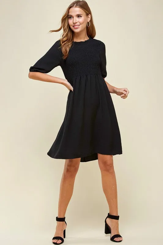 Sasha Smocked Dress in Black