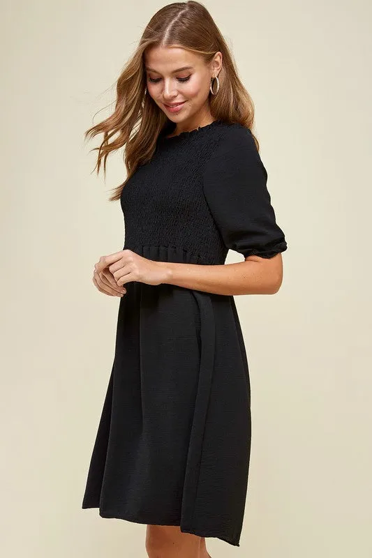 Sasha Smocked Dress in Black