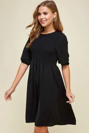 Sasha Smocked Dress in Black