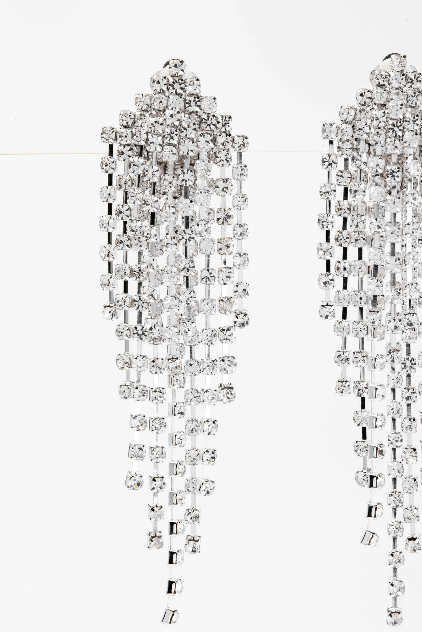 Serenity Fringe Chandelier Rhinestone Clip-on Earrings