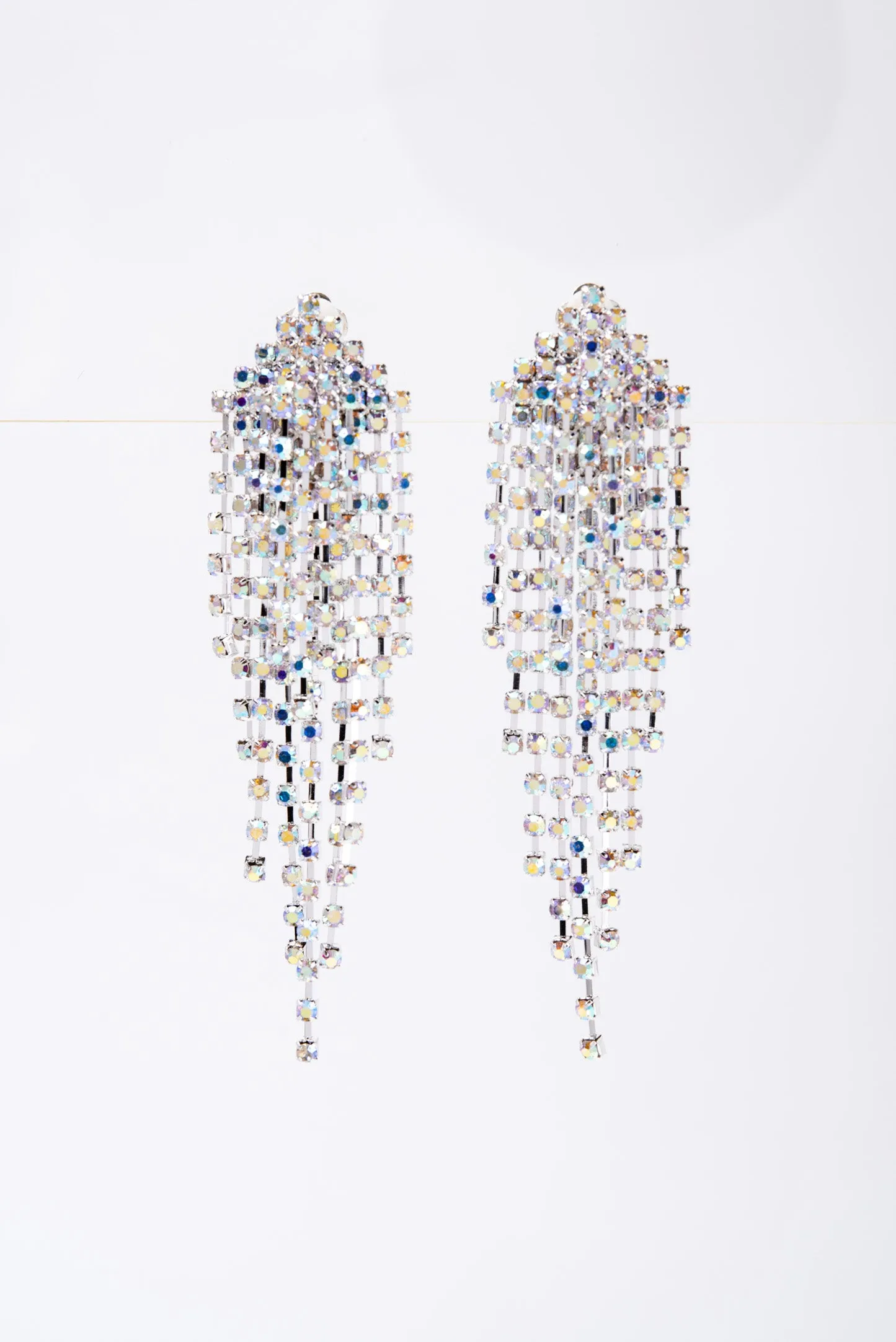 Serenity Fringe Chandelier Rhinestone Clip-on Earrings