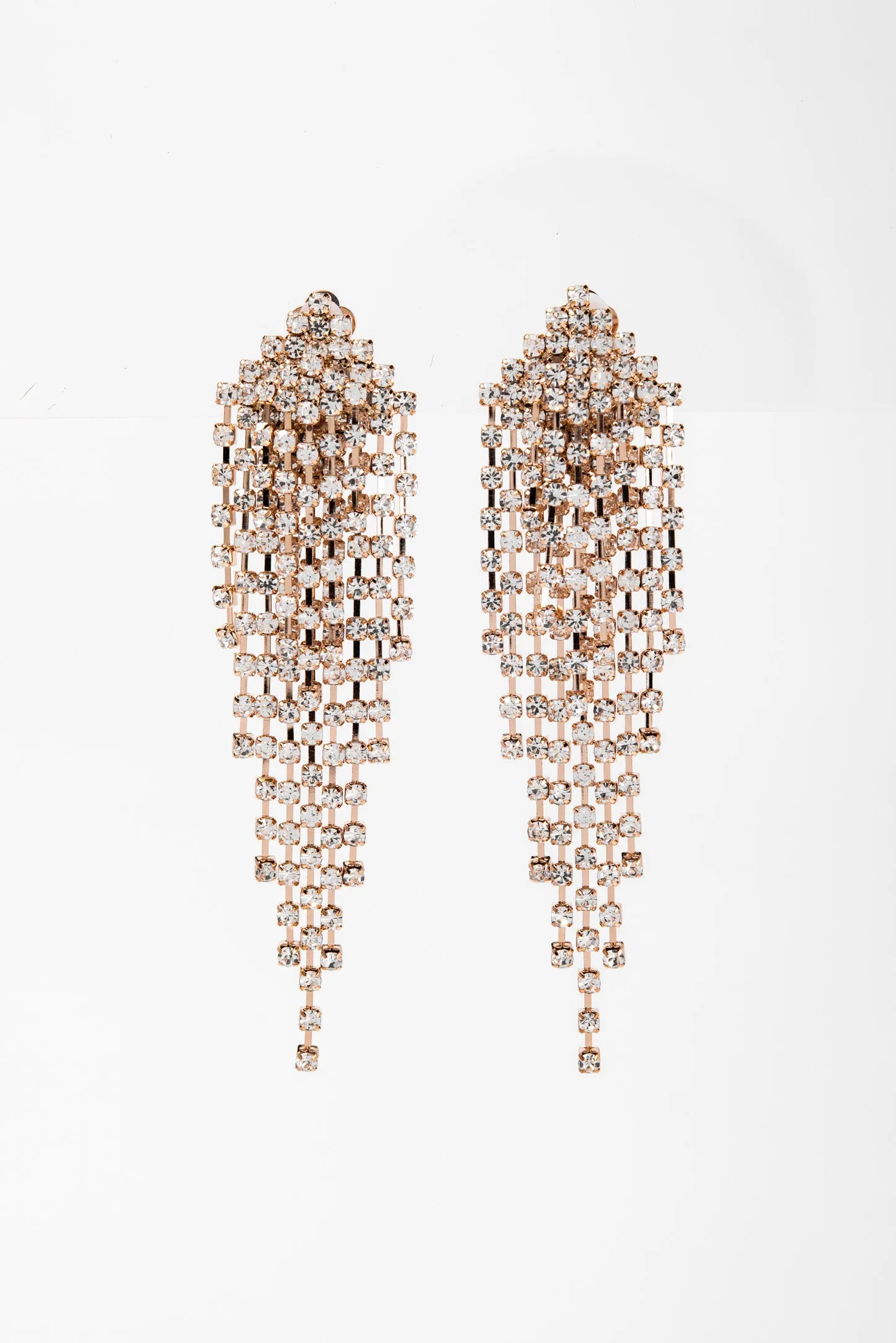 Serenity Fringe Chandelier Rhinestone Clip-on Earrings