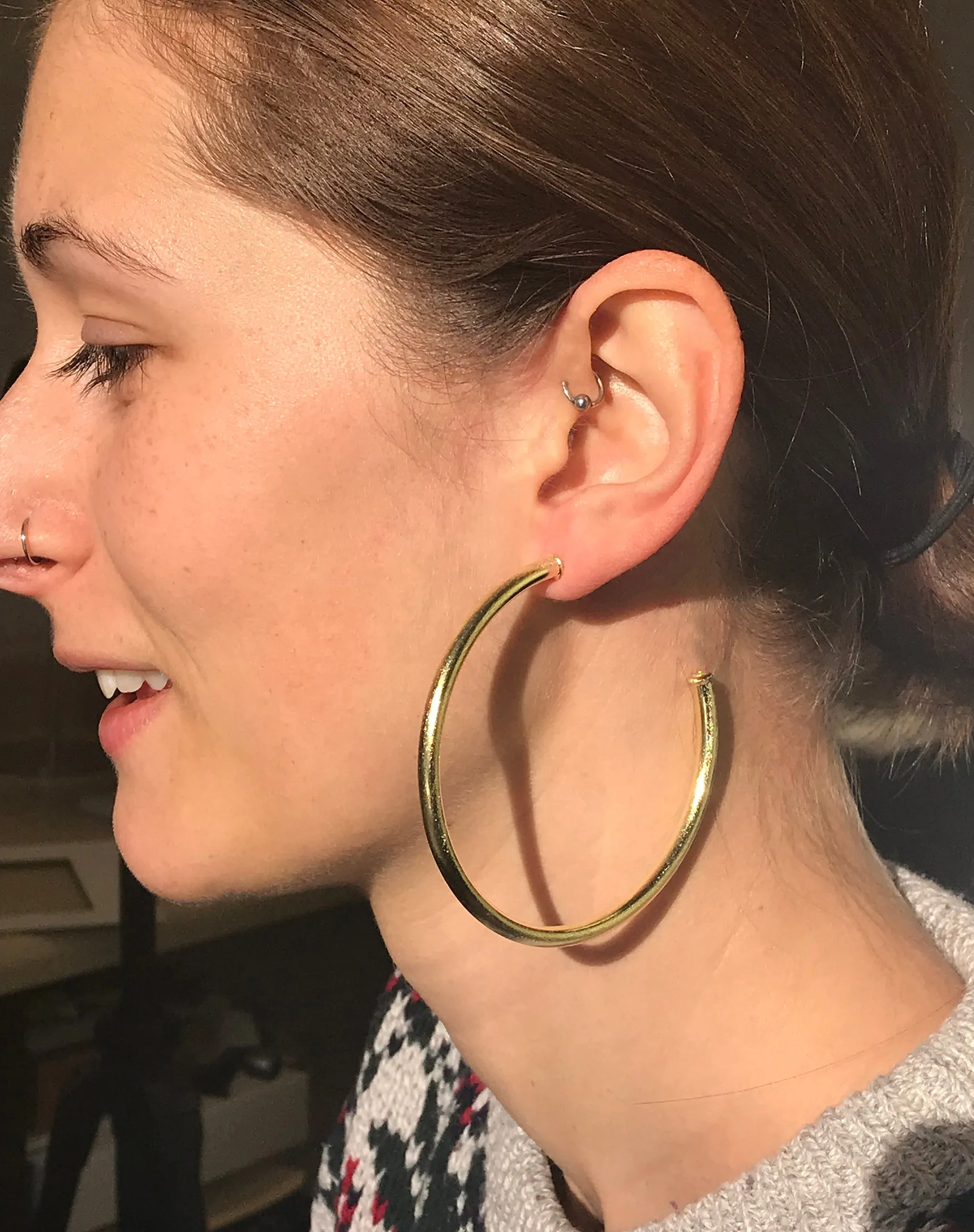 Sheila Fajl Liana Statement Tubular Hoop Earrings in Gold