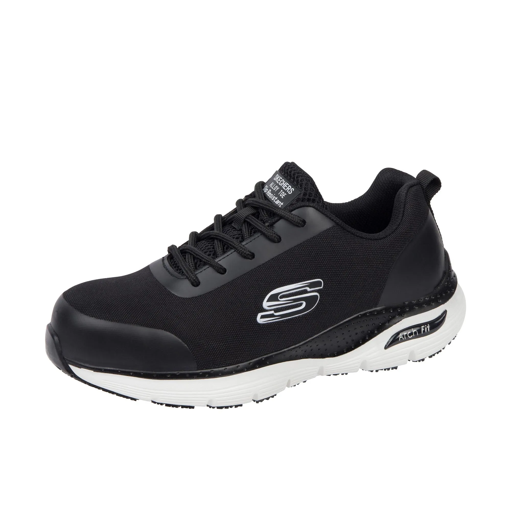 Skechers Arch Fit Ringstap Alloy Toe Black White