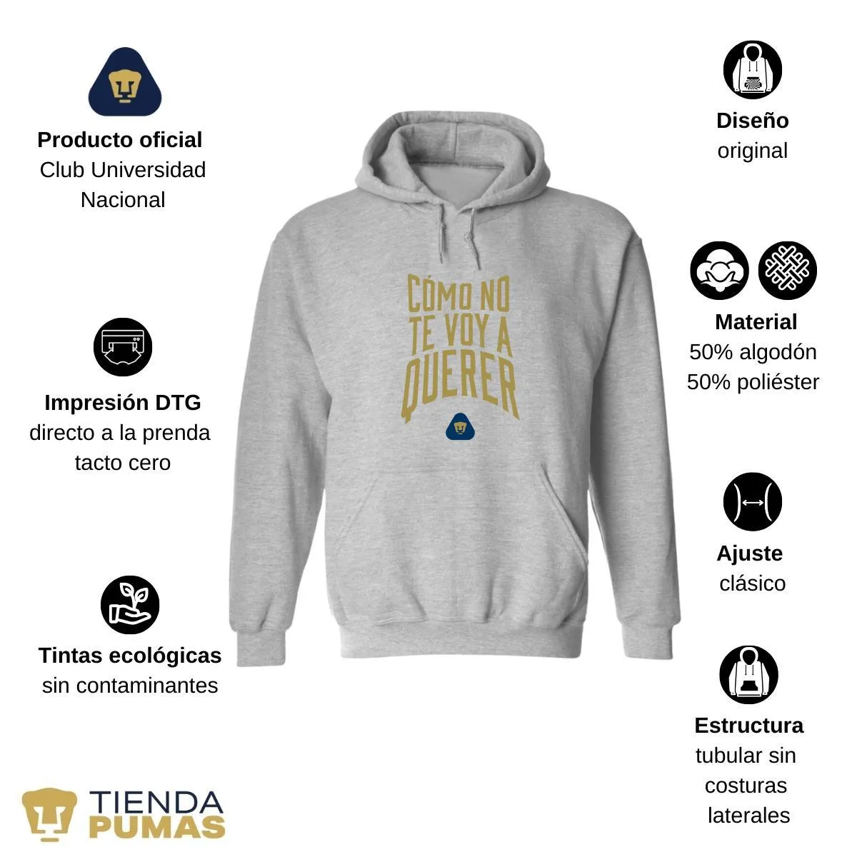 Sudadera para Mujer Hoodie Pumas UNAM Cómo no te voy