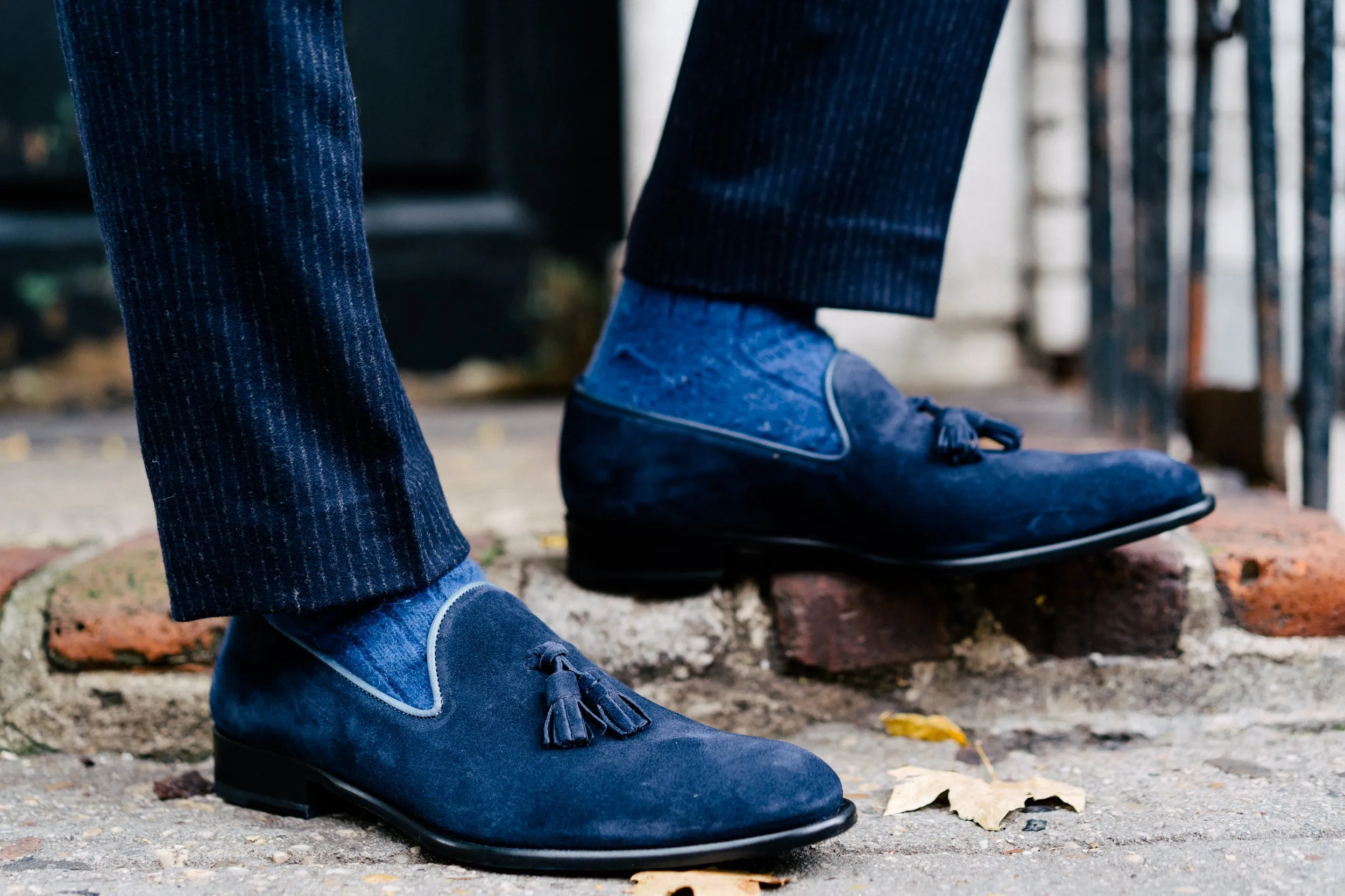 The Chaplin Tassel Loafer - Midnight Blue Suede