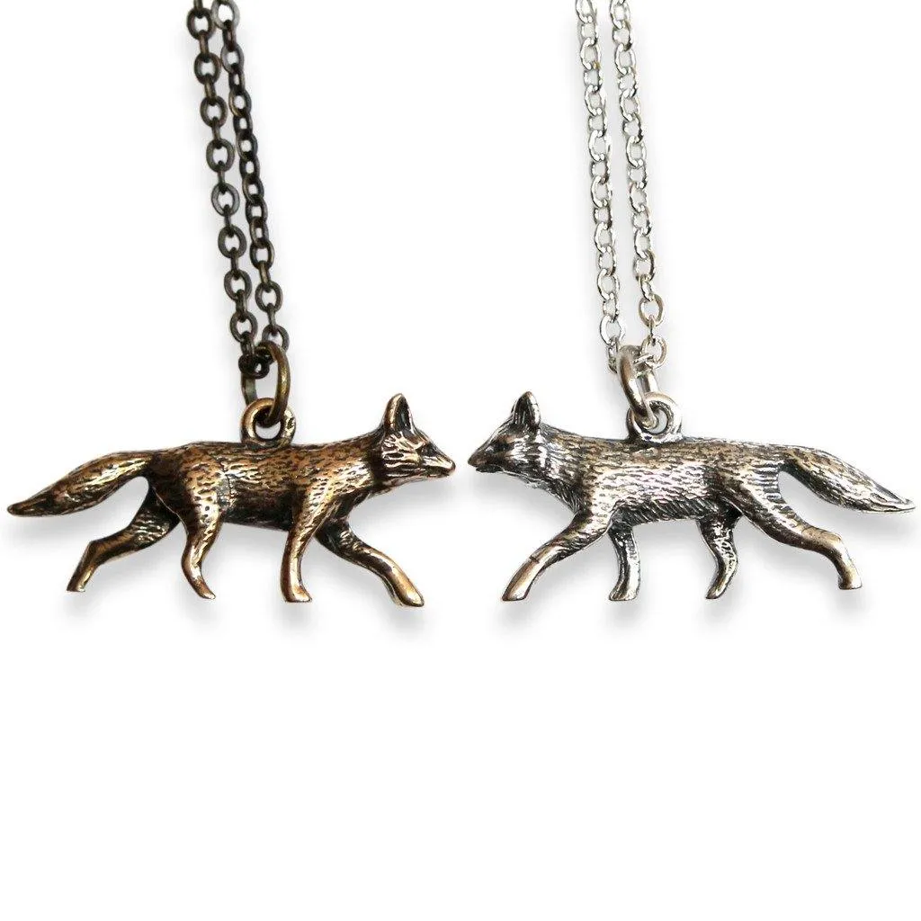 Trotting Fox Pendant Necklace