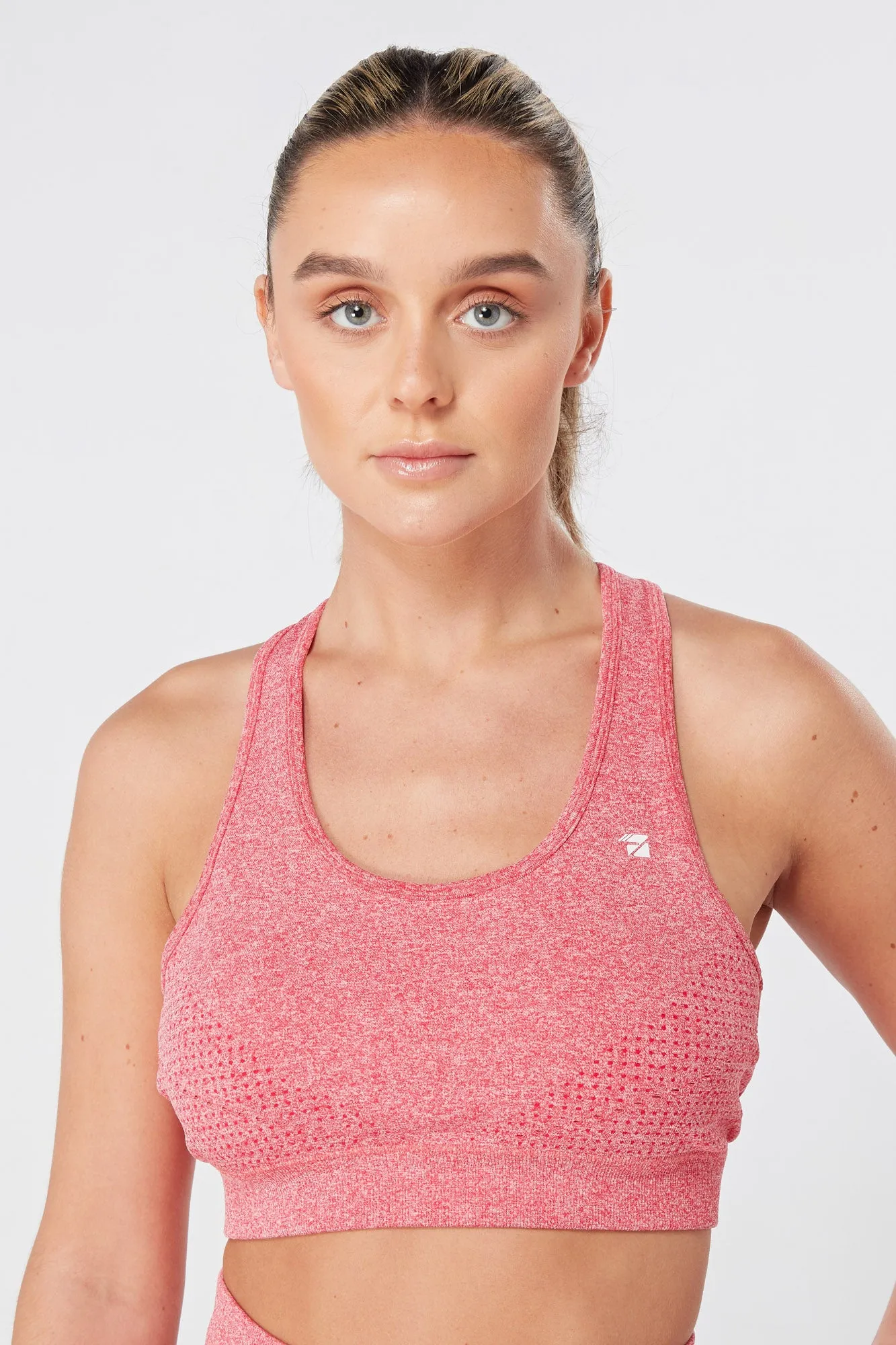 Twill Active Seamless Marl Laser cut Sports Bra - Pink