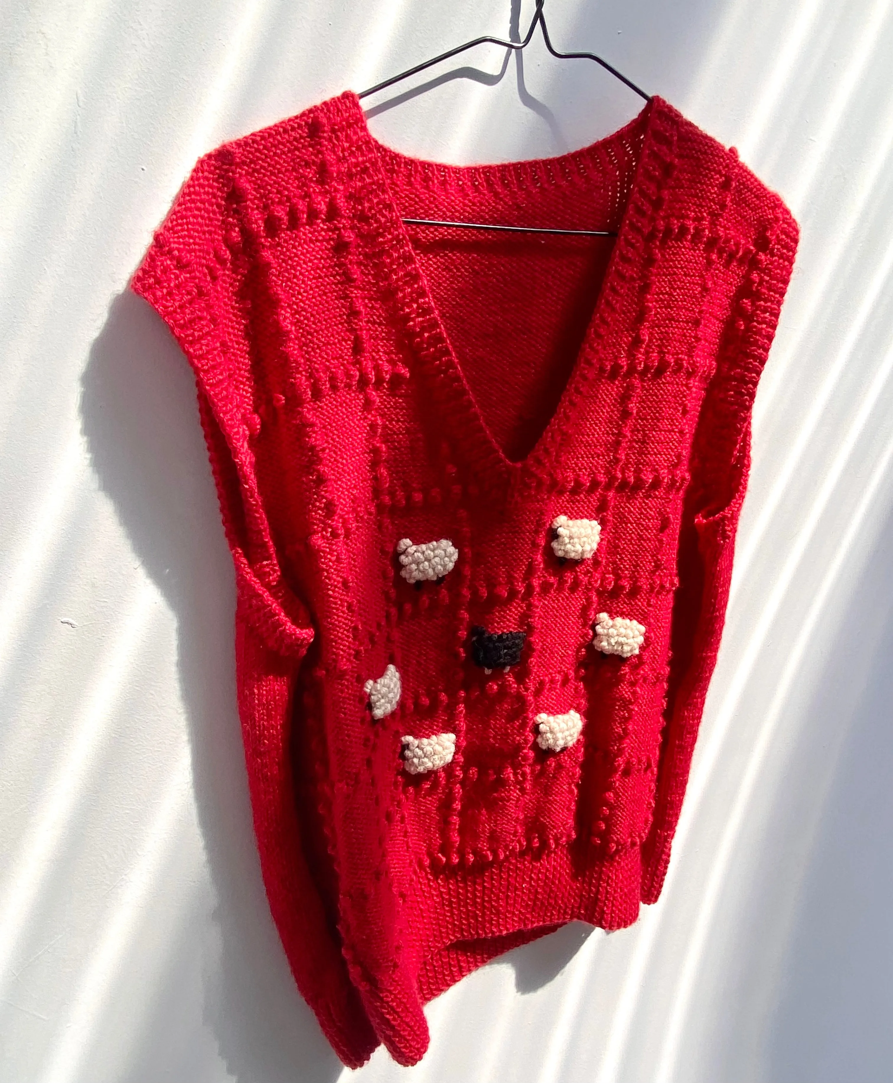 Vintage 70's Handmade, Red Sheep Vest