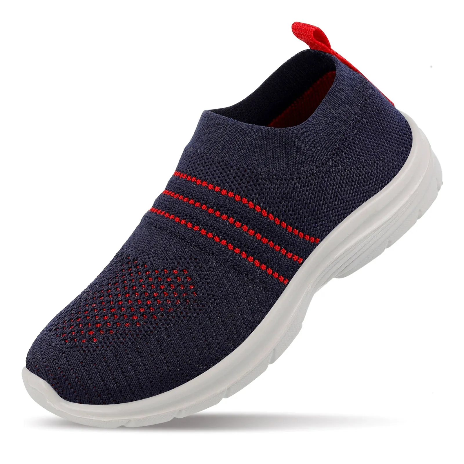 Walkaroo Kids Pull-on Sock Shoes - WK325 Navy Blue Red