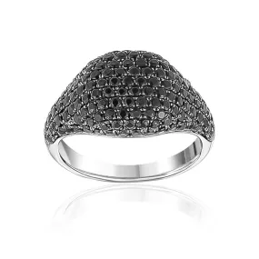 White Gold Pavé Black Spinel Gemstone Ring