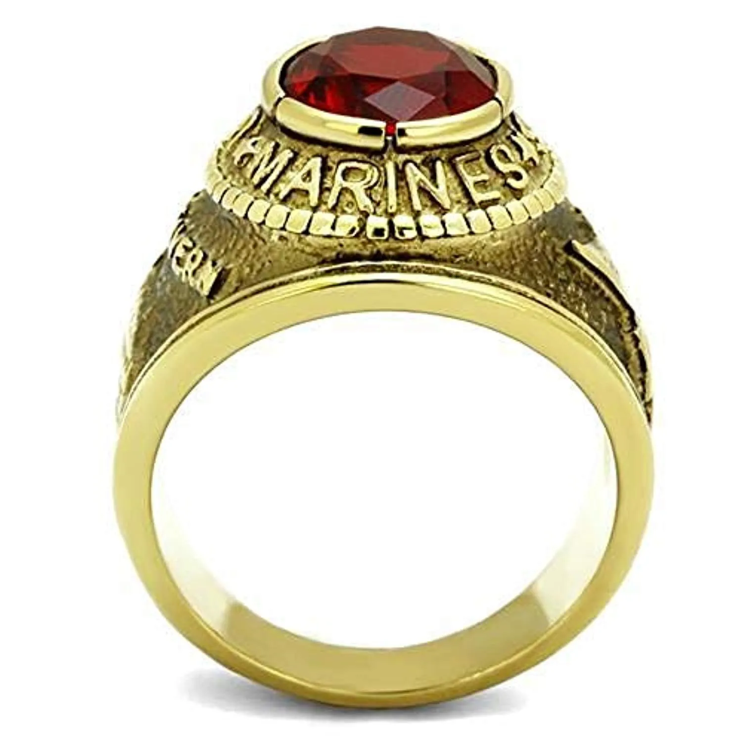 WildKlass Stainless Steel Marines Ring IP Gold Men Synthetic Siam