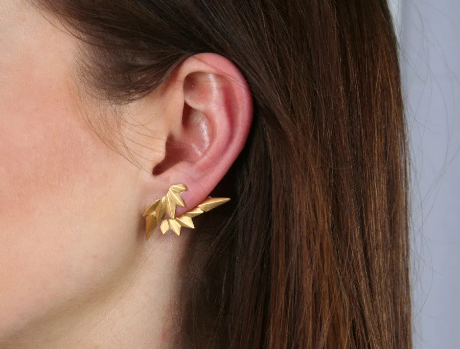 Wing Reverse Earring, Matte Gold